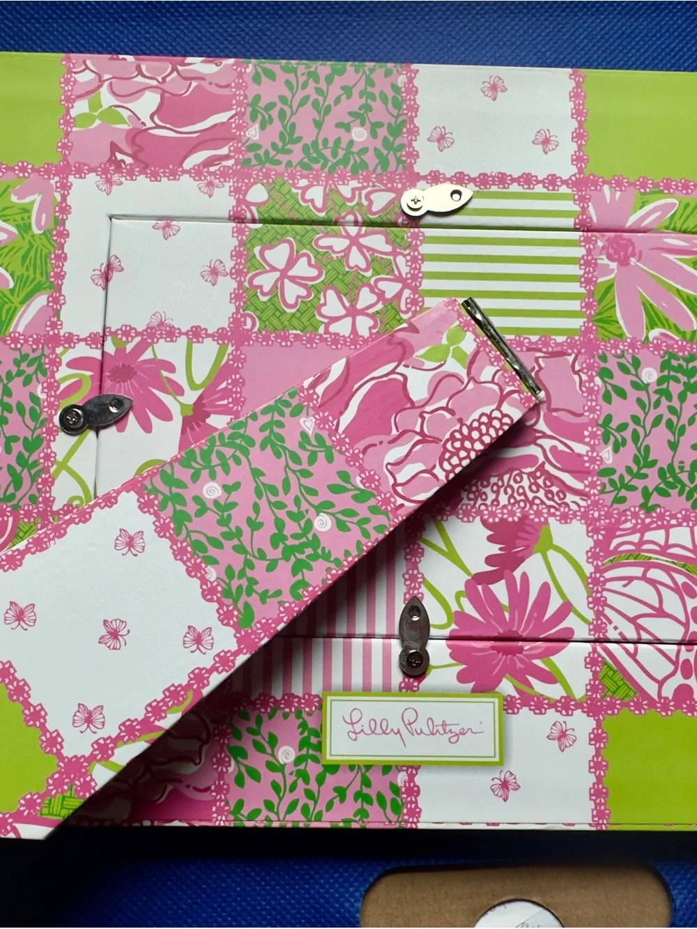 Lilly Pulitzer Pink & Lime Green Patchwork Photo Frame